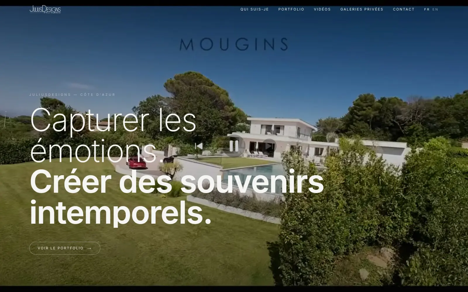 Le site de Julius Designs, photographe sur la Côte d’Azur.